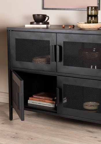 VENTURE DESIGN Nett skab, m. 4 låger og 2 hylder - sort stål