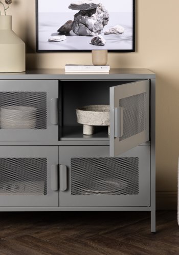 VENTURE DESIGN Nettskap, m. 4 drer og 2 hyller - grtt stl