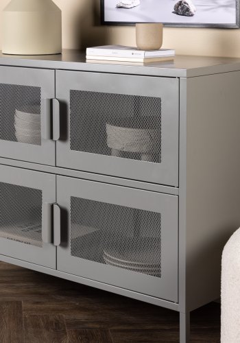 VENTURE DESIGN Nettskap, m. 4 drer og 2 hyller - grtt stl