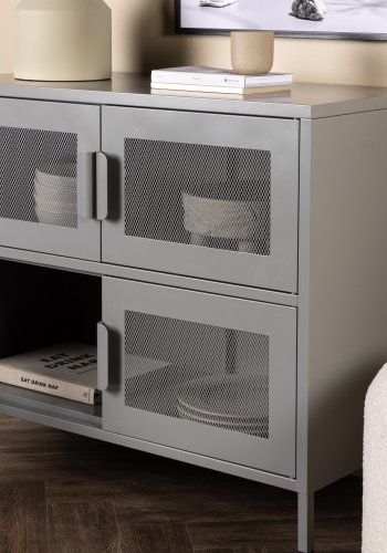 VENTURE DESIGN Nettskap, m. 4 drer og 2 hyller - grtt stl