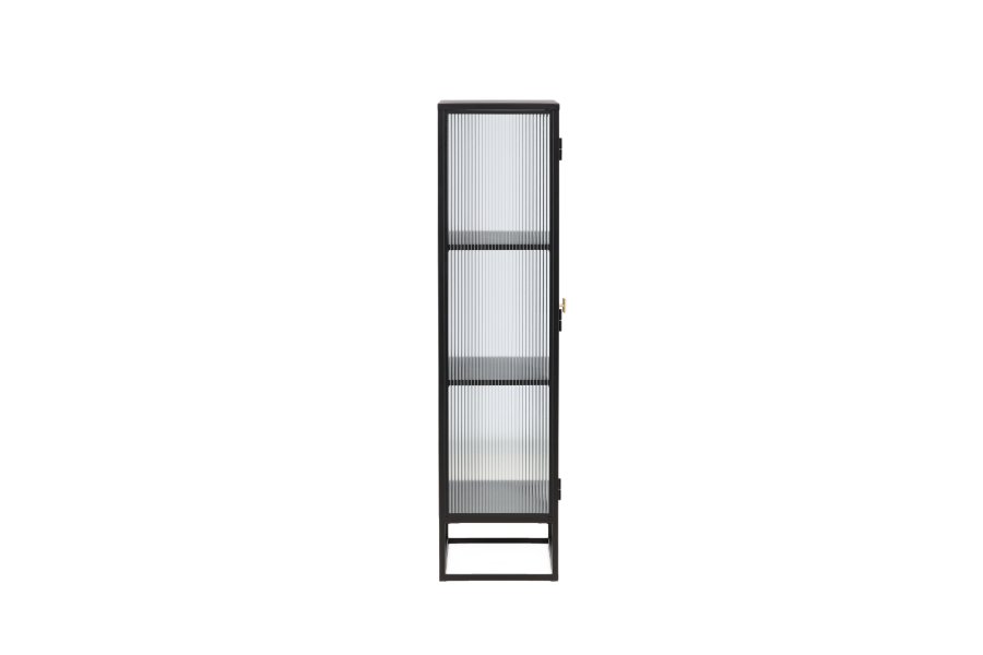 VENTURE DESIGN Garis vitrineskap, m. 2 d�rer og 2 hyller - glass og sort st�l (H:160)