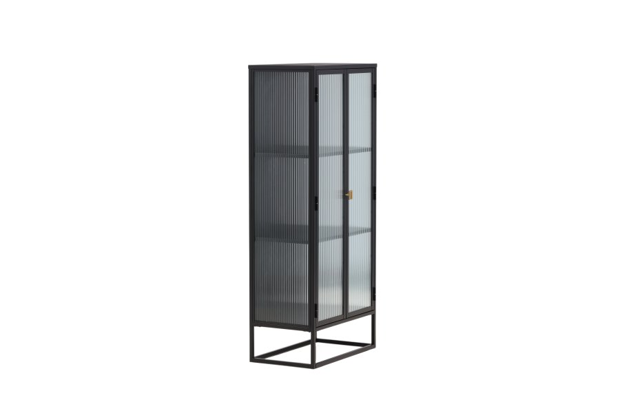 VENTURE DESIGN Garis vitrineskap, m. 2 d�rer og 2 hyller - glass og sort st�l (H:160)