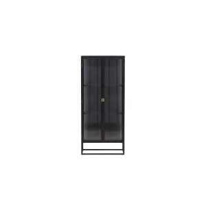 VENTURE DESIGN Garis vitrineskap, m. 2 d�rer og 2 hyller - glass og sort st�l (H:160)