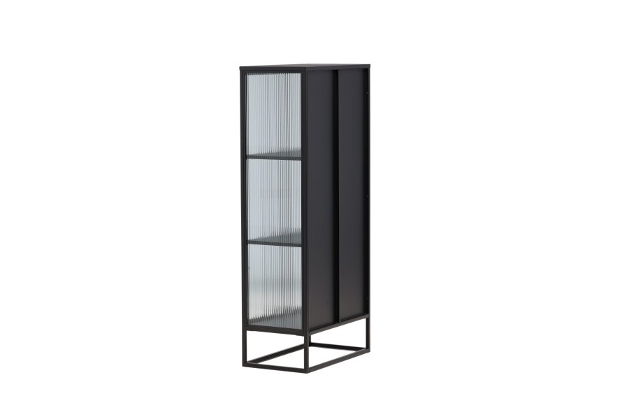 VENTURE DESIGN Garis vitrineskap, m. 2 d�rer og 2 hyller - glass og sort st�l (H:160)