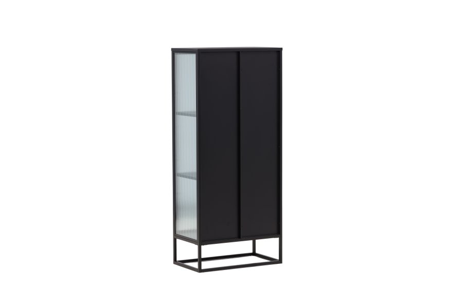 VENTURE DESIGN Garis vitrineskap, m. 2 d�rer og 2 hyller - glass og sort st�l (H:160)