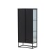 VENTURE DESIGN Garis vitrineskap, m. 2 d�rer og 2 hyller - glass og sort st�l (H:160)