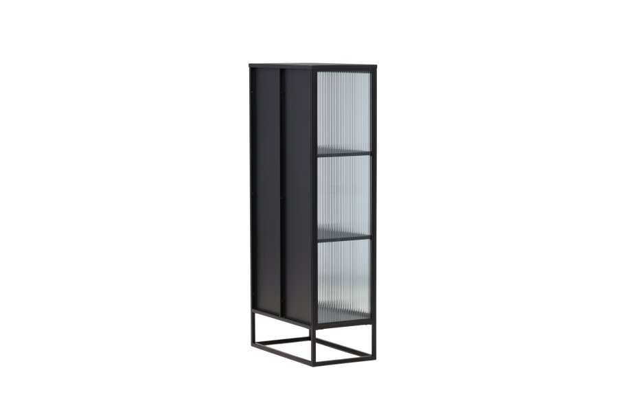 VENTURE DESIGN Garis vitrineskap, m. 2 d�rer og 2 hyller - glass og sort st�l (H:160)