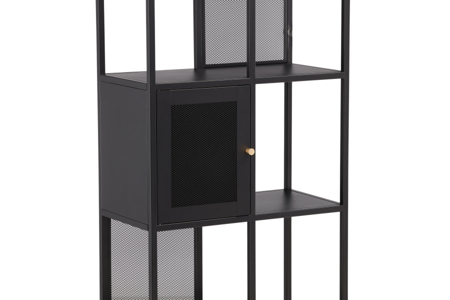 VENTURE DESIGN Pen bokhylle, m. 2 drer - svart stl (H:180)