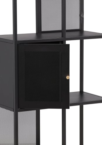 VENTURE DESIGN Pen bokhylle, m. 2 drer - svart stl (H:180)