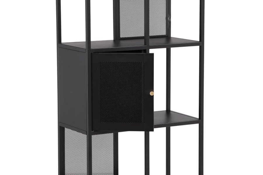 VENTURE DESIGN Pen bokhylle, m. 2 drer - svart stl (H:180)