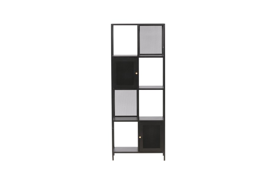 VENTURE DESIGN Pen bokhylle, m. 2 drer - svart stl (H:180)