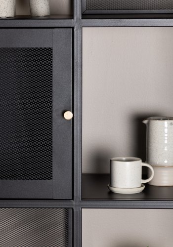 VENTURE DESIGN Pen bokhylle, m. 2 drer - svart stl (H:180)