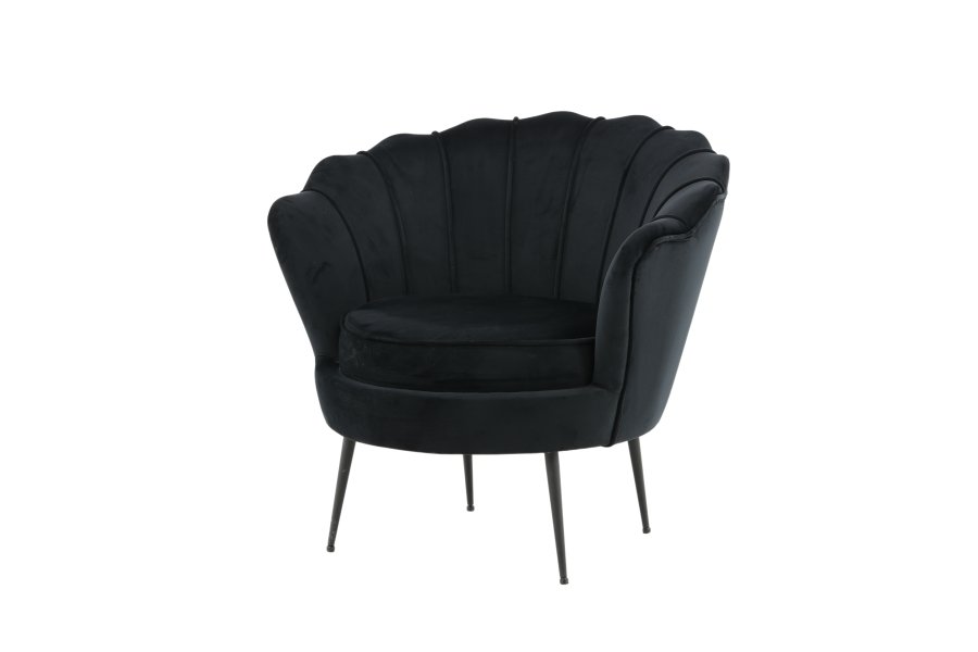 VENTURE DESIGN Calais lenestol - svart flyel og sort stl