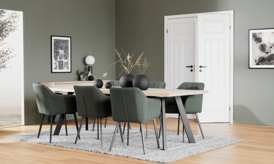 ROWICO Fred Plankentisch - weiß geölte Eiche und schwarzes Metall (240x100) 