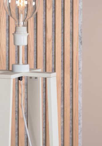 VENTURE DESIGN Avspark gulvlampe - glass og hvitt stl