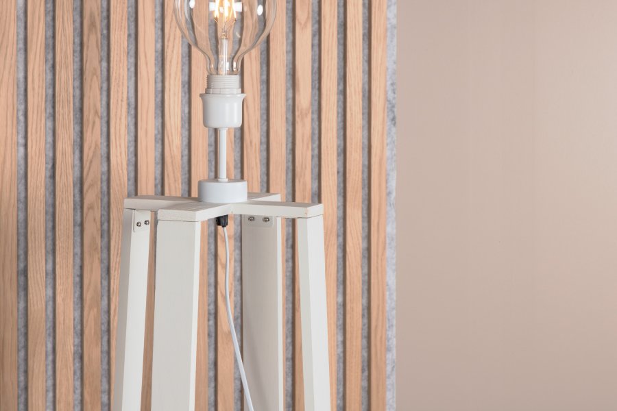 VENTURE DESIGN Avspark gulvlampe - glass og hvitt stl