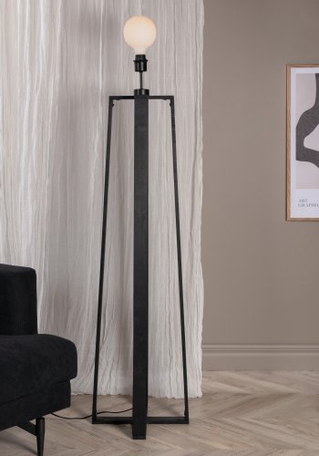 VENTURE DESIGN Avspark gulvlampe - hvitt glass og sort stl