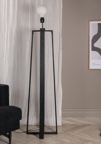 VENTURE DESIGN Avspark gulvlampe - hvitt glass og sort stl