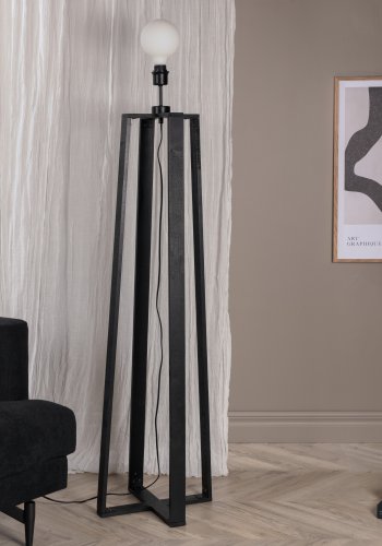 VENTURE DESIGN Avspark gulvlampe - hvitt glass og sort stl