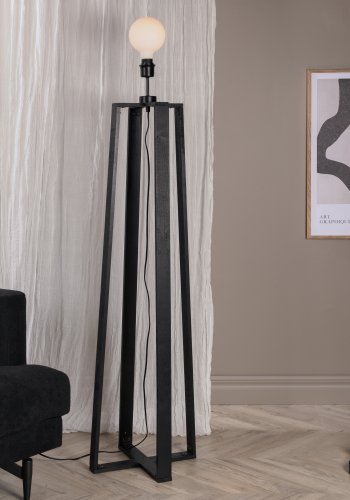 VENTURE DESIGN Avspark gulvlampe - hvitt glass og sort stl