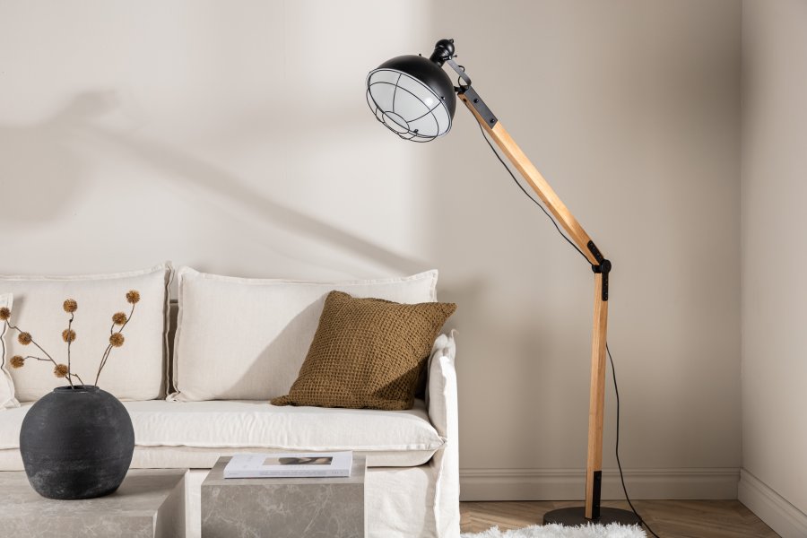 VENTURE DESIGN Kick gulvlampe - naturlig og sort stl