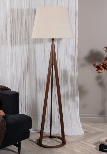 VENTURE DESIGN Kona gulvlampe - lin og espresso gummitre