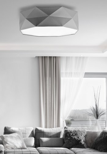 TK Kantoor 520 loftlampe - gr stof og hvid metal