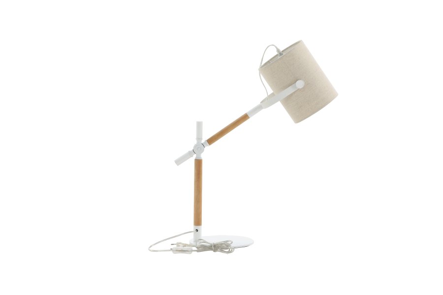 VENTURE DESIGN Dennis bordlampe - beige lin og hvitt/naturlig stl