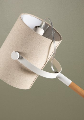 VENTURE DESIGN Dennis bordlampe - beige lin og hvitt/naturlig stl