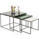 KARE DESIGN Marble East Coast Satztische – Grün/Schwarz/Weiß-Marmor und Stahl (3/Set) (Eingestellt)