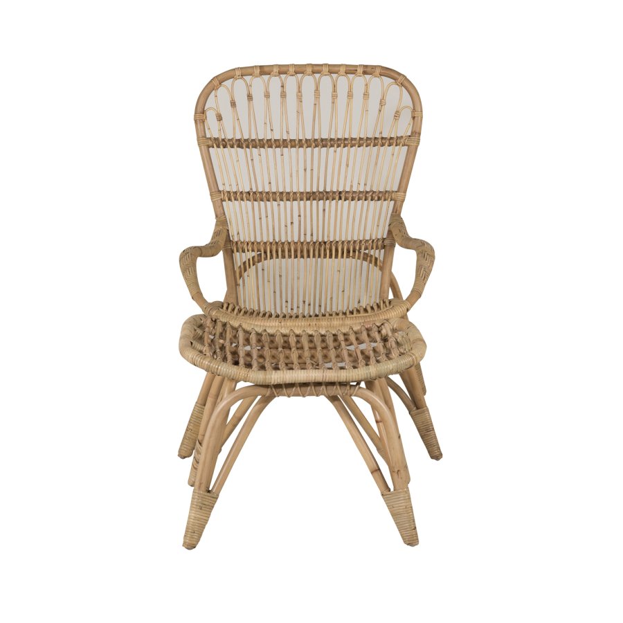 VENTURE DESIGN Ella lenestol, med fotskammel og pute - off-white stoff og naturlig bambus