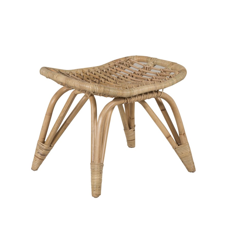 VENTURE DESIGN Ella lenestol, med fotskammel og pute - off-white stoff og naturlig bambus