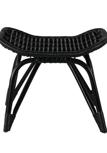 VENTURE DESIGN Ella Ftölj, med Fotpall och Dyna - Benvit Polyester och Svart Bambu / Rotting