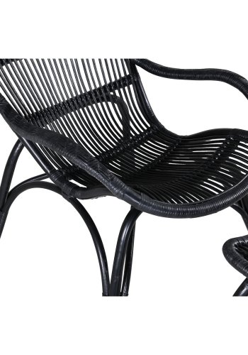 VENTURE DESIGN Ella Ftölj, med Fotpall och Dyna - Benvit Polyester och Svart Bambu / Rotting