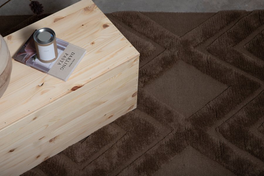 VIND COLLECTION Dahliaullteppe, rektangulrt - brun nougatull (230x160)