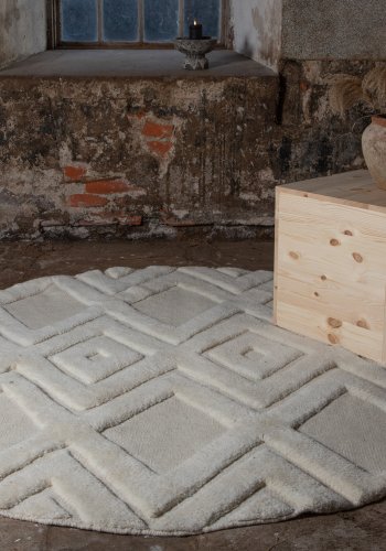 VIND COLLECTION Dahliawool teppe, rundt - hvit ull (200)