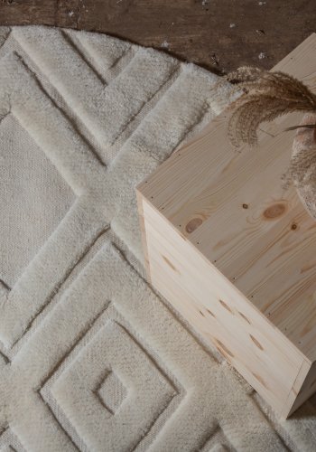 VIND COLLECTION Dahliawool teppe, rundt - hvit ull (200)