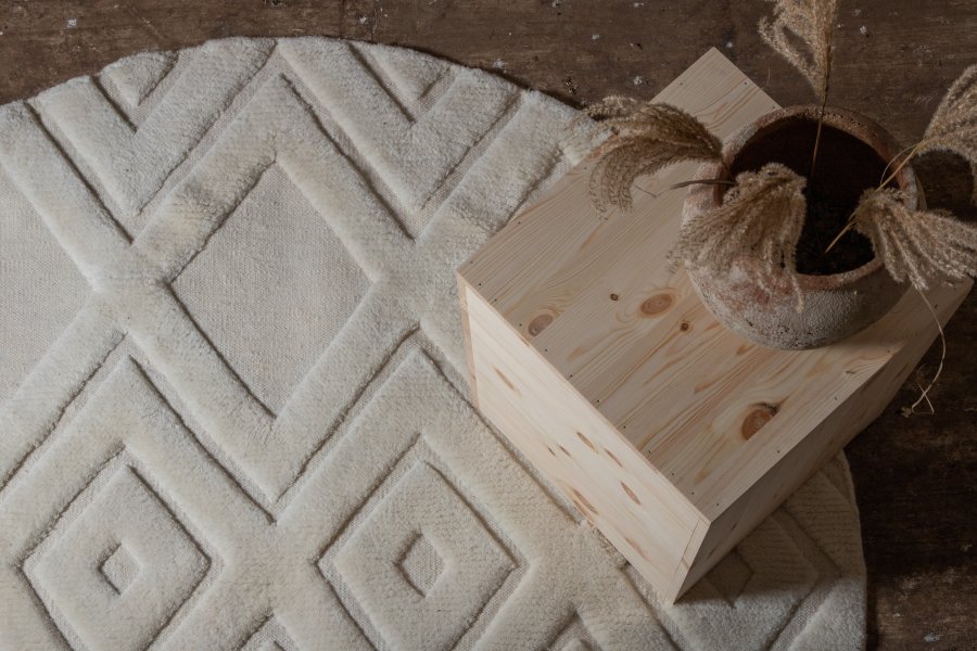 VIND COLLECTION Dahliawool teppe, rundt - hvit ull (200)