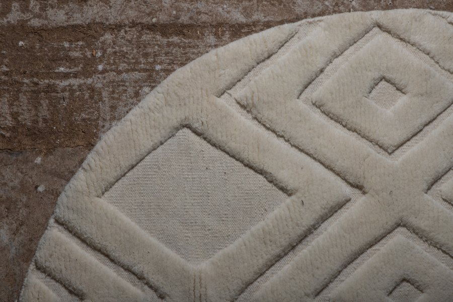 VIND COLLECTION Dahliawool teppe, rundt - hvit ull (200)