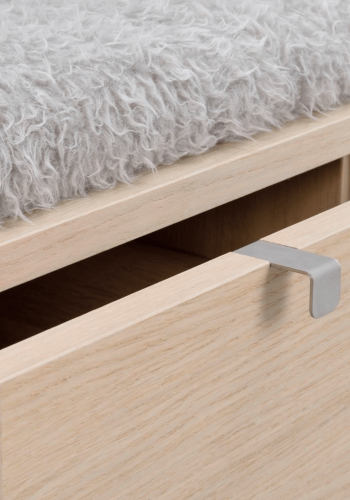 ROWICO Confetti bnk - hvidpigmenteret eg/lysegr hynde, m. 3 skuffer