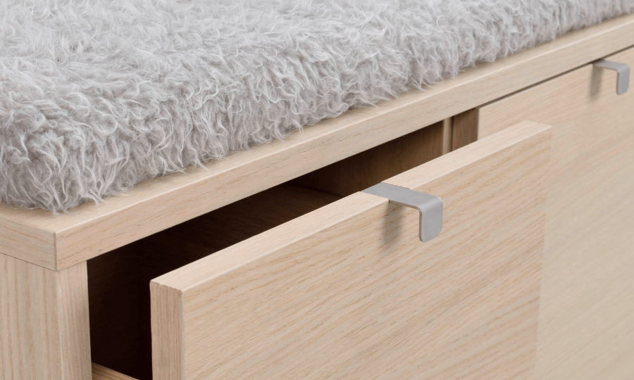 ROWICO Confetti bnk - hvidpigmenteret eg/lysegr hynde, m. 3 skuffer