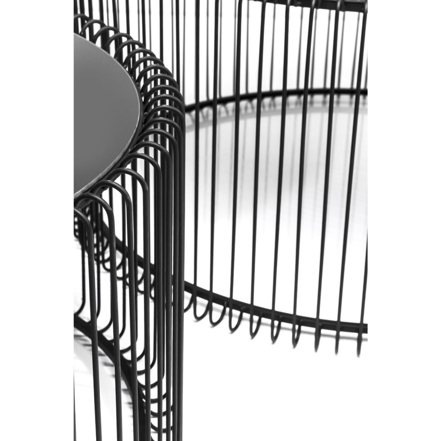 KARE DESIGN Wire Black sofabord - klart glas/sort stl, rundt (2/st)