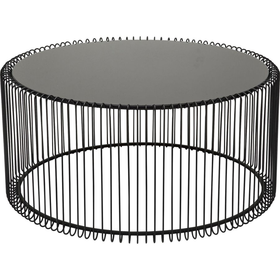 KARE DESIGN Wire Black sofabord - klart glas/sort stl, rundt (2/st)