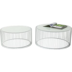 KARE DESIGN Wire White sofabord - hvidt glas/stl, rundt (2/st)