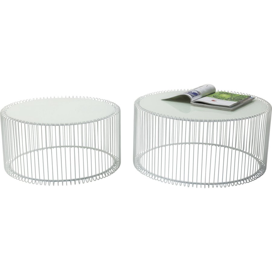 KARE DESIGN Wire White sofabord - hvidt glas/stl, rundt (2/st)