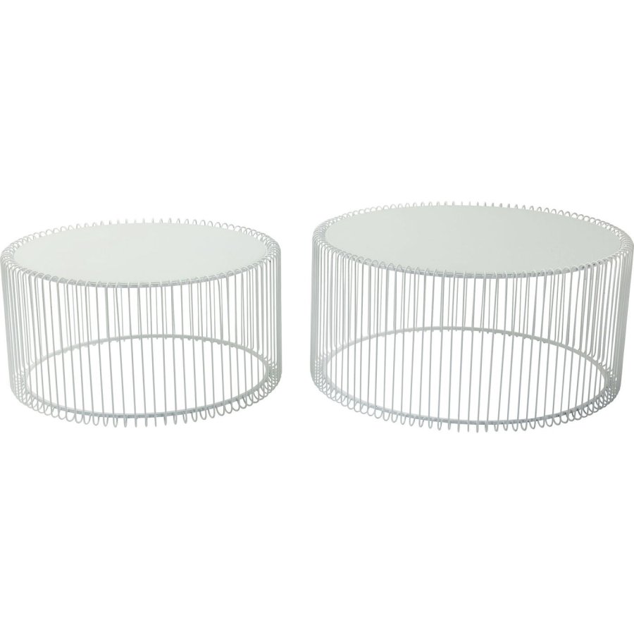 KARE DESIGN Wire White sofabord - hvidt glas/stl, rundt (2/st)