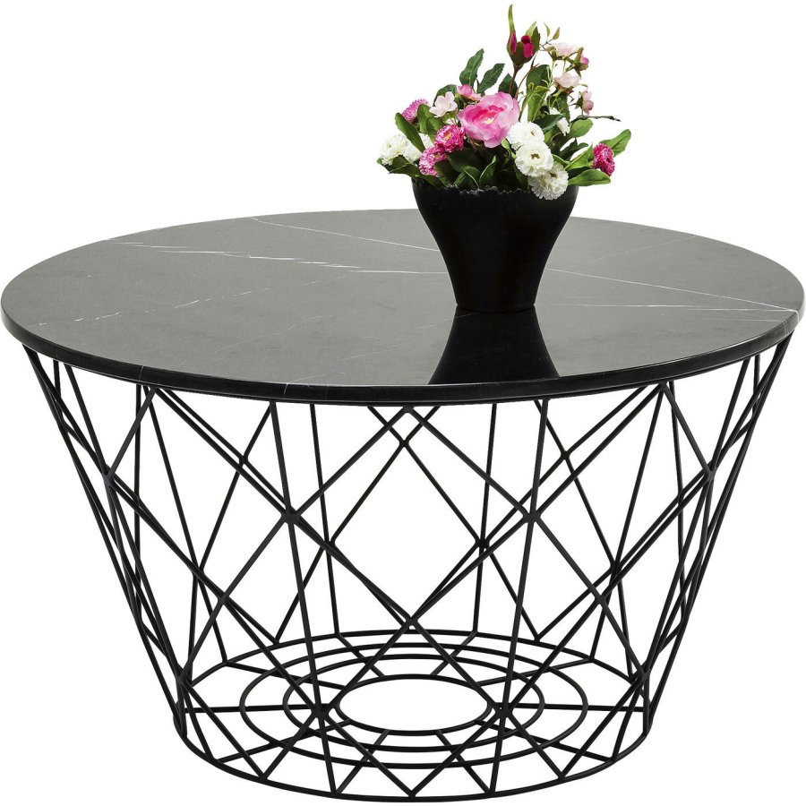 KARE DESIGN East Round sofabordsett - grnn/hvit/svart marmor, rundt (sett m. 3)