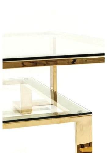 KARE DESIGN Gold Rush salongbord - glassplate og gullstl (120x120)