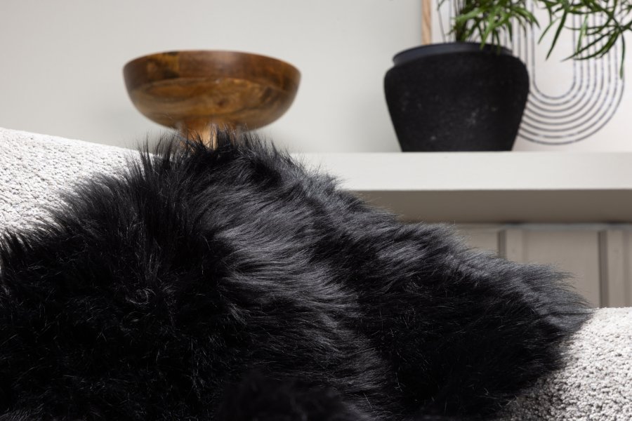 VENTURE DESIGN Katy Teppe Katy Polyester Fake Fur - 60*90- -Rektangulr-Sort