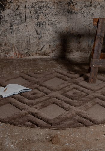 VIND KOLLEKSJON Dahliaull-teppe, rundt - brun nougatull (200)